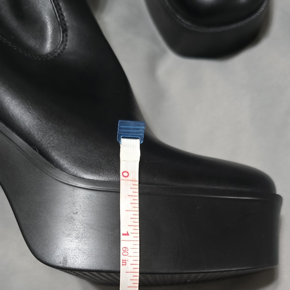 NWOT Glossy Black Over the Knee Platform Boots - Picture 8 of 10